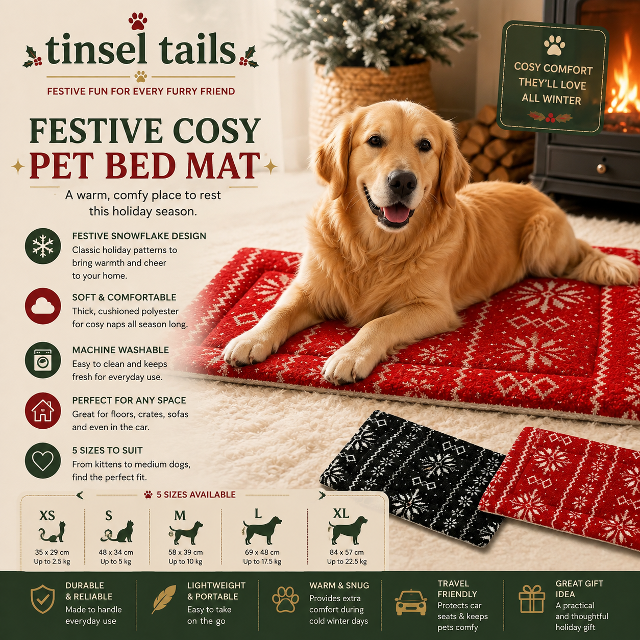 Festive Cosy Pet Sleeping Mat