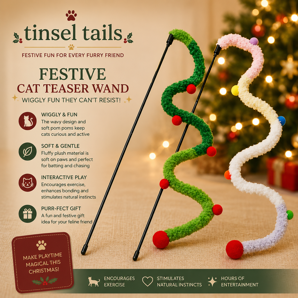 Festive Caterpillar Cat Teaser Wand