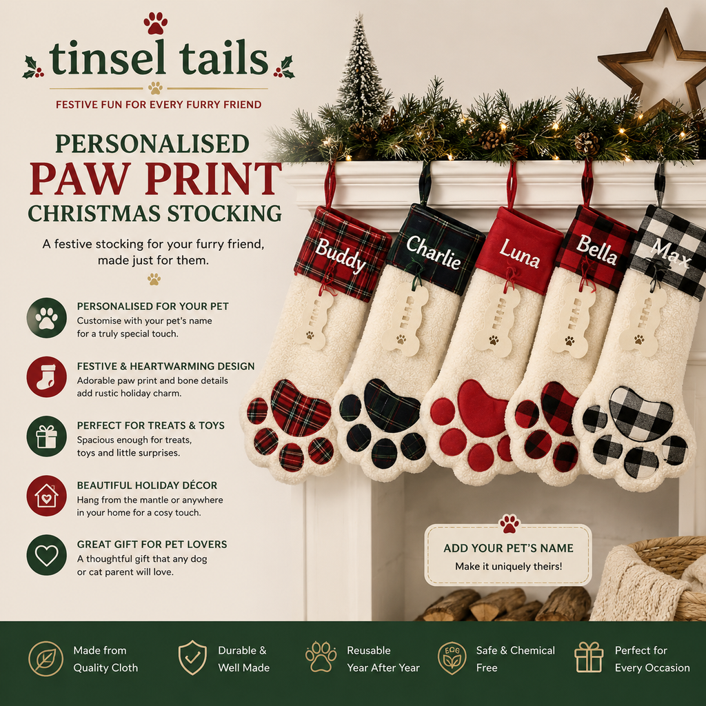 Personalised Paw Print Christmas Stocking