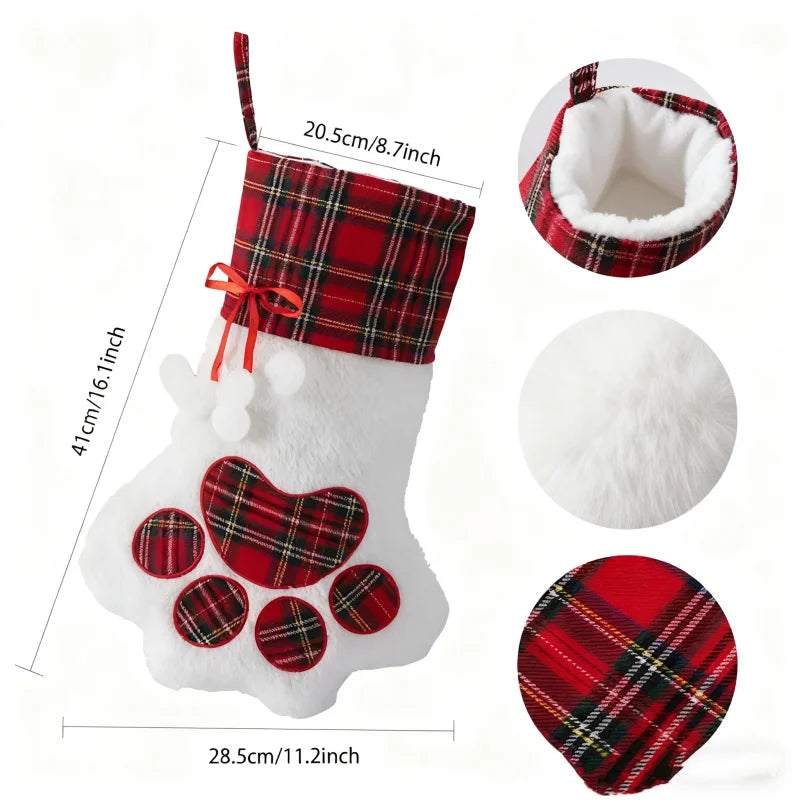 Personalised Paw Print Christmas Stocking