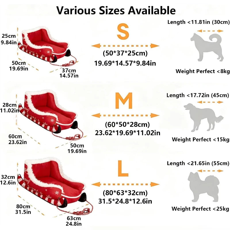 Christmas Sleigh Pet Bed for Dogs & Cats | Tinsel Tails
