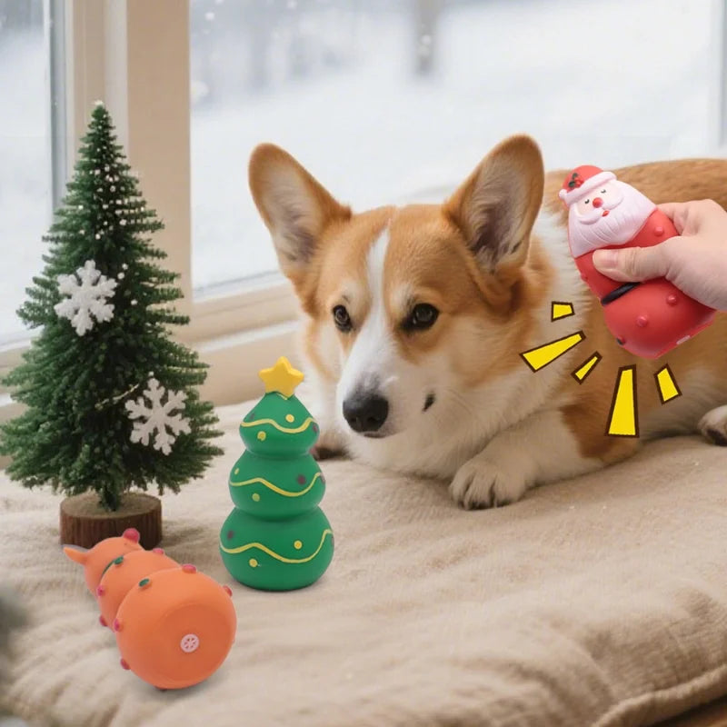 Christmas Squeaky Rubber Dog Chew Toy