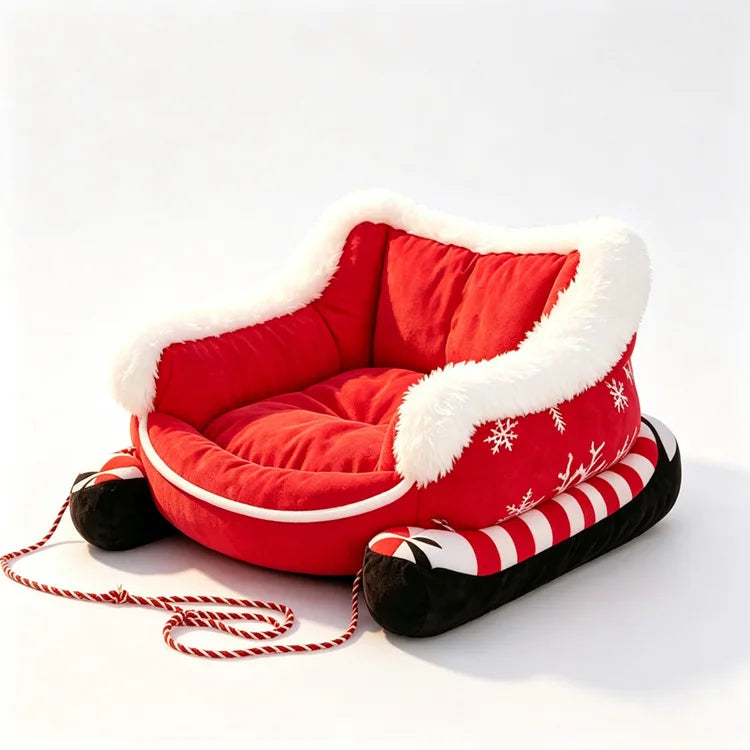 Christmas Sleigh Pet Bed for Dogs & Cats | Tinsel Tails