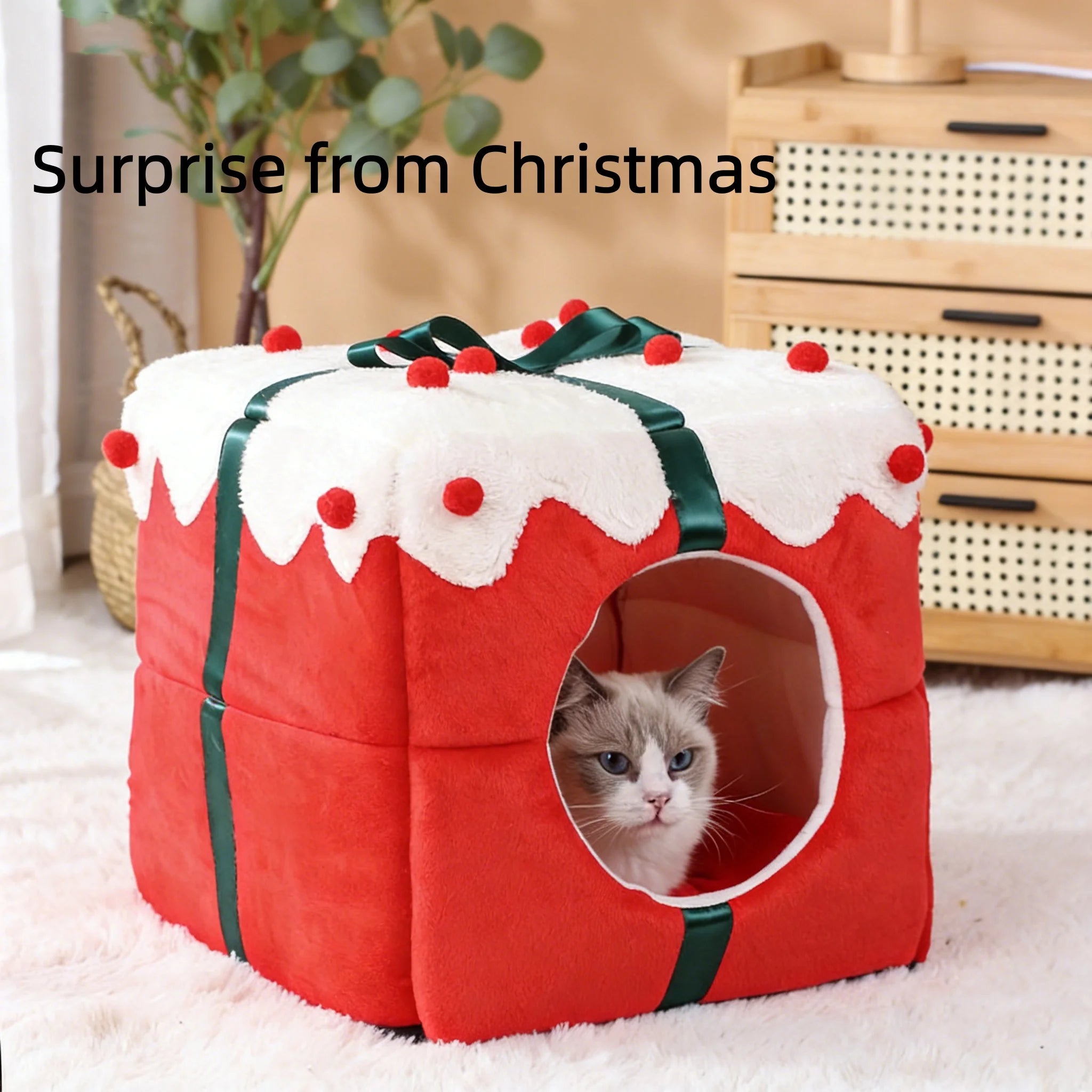 Cosy Christmas Cat Bed