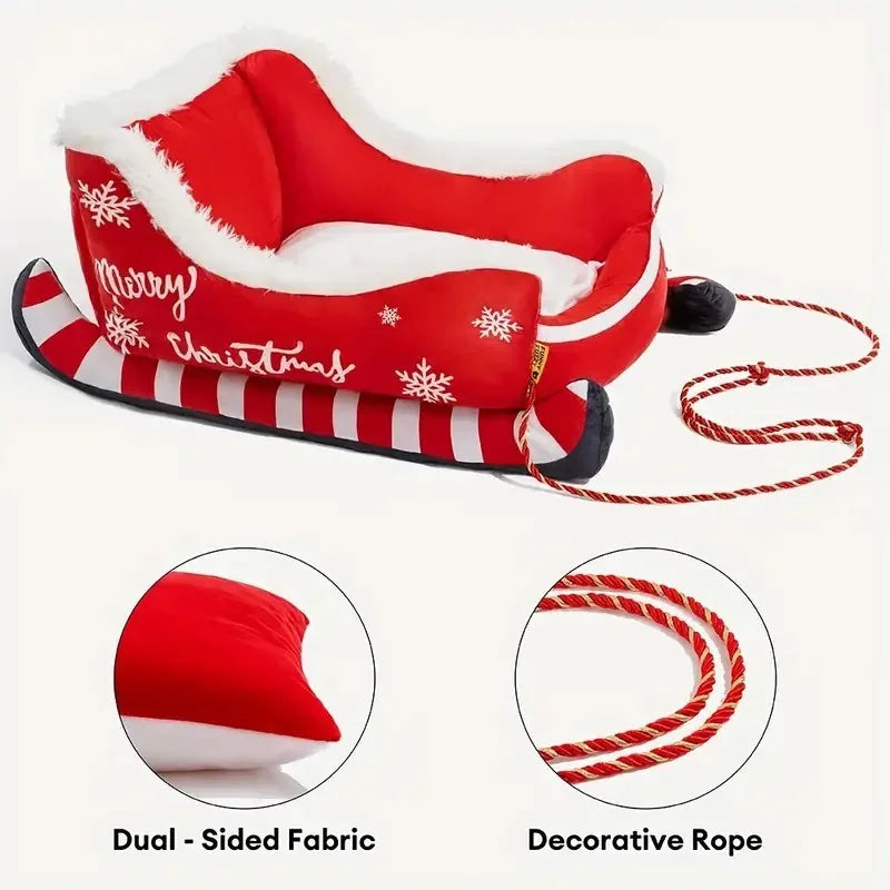 Christmas Sleigh Pet Bed for Dogs & Cats | Tinsel Tails