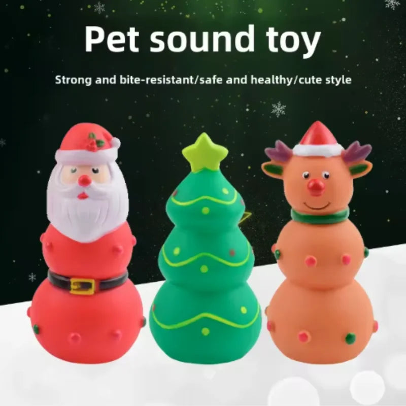 Christmas Squeaky Rubber Dog Chew Toy